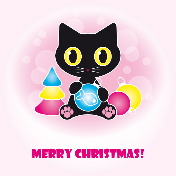 christmas banner cute black cat baubles decor