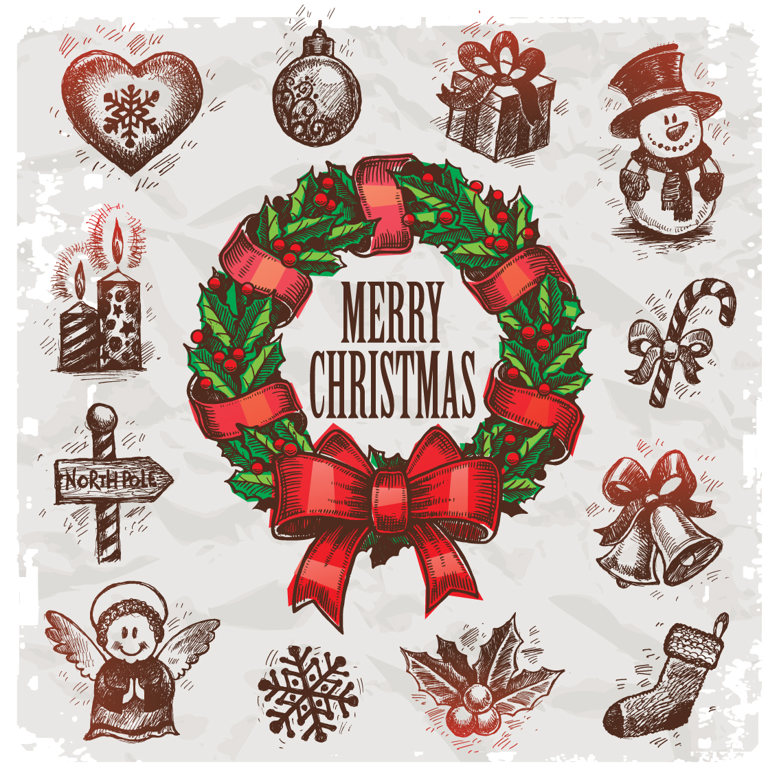 christmas design elements colored classical decorated symbols