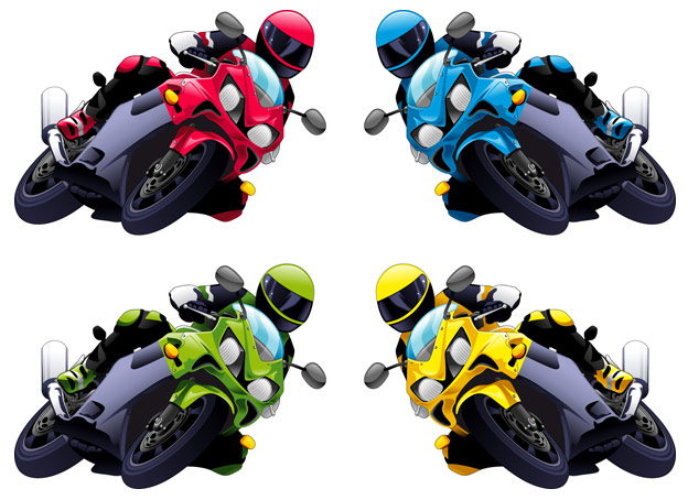 motor racer icons modern colored 3d design