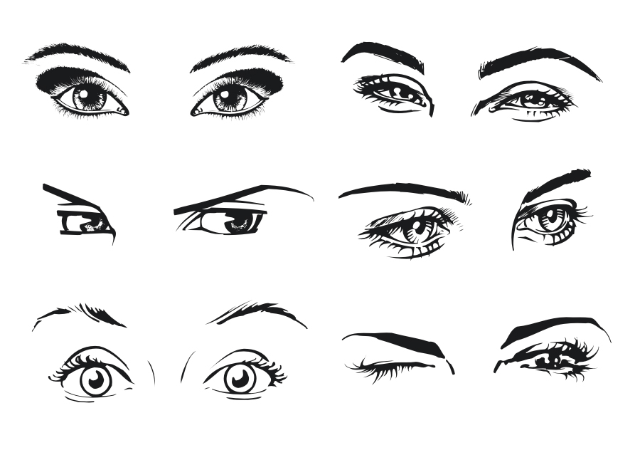 woman eyes templates black white handdrawn sketch