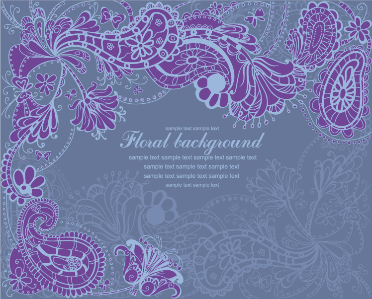 floral background retro petals pattern violet decor