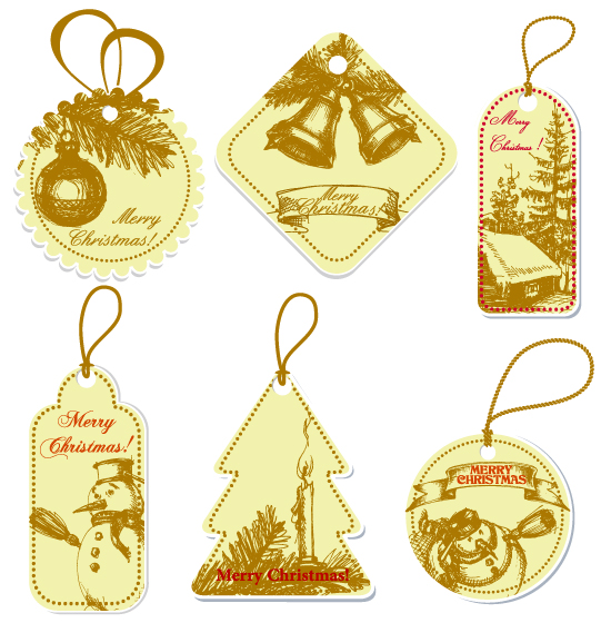 xmas tags templates classical decor paper cut shapes