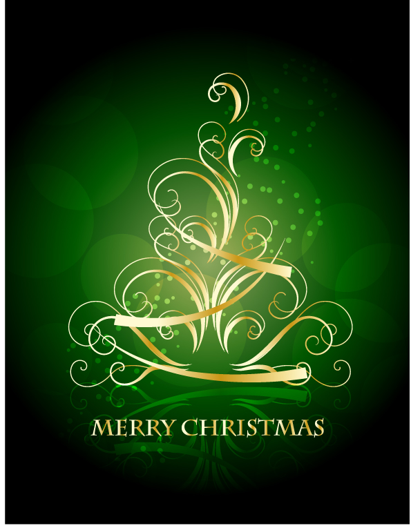 xmas background twinkling golden curves decor bokeh design