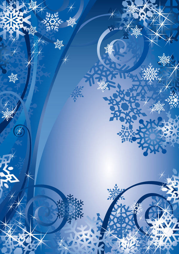 christmas background twinkling blue snowflakes decor