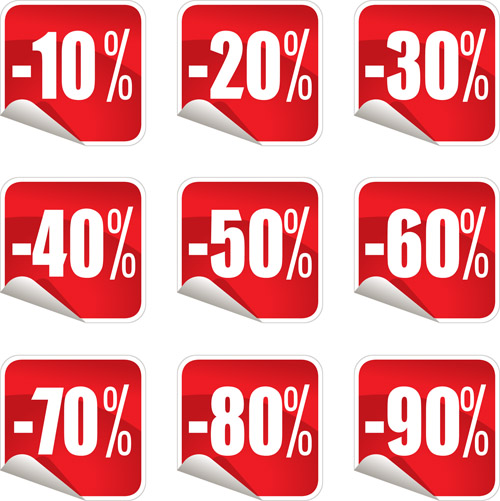 sales stickers templates modern red white square shapes