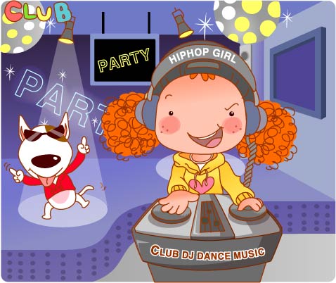 lifestyle painting music club party theme cartoon design