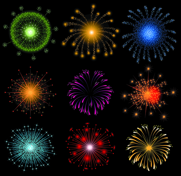 fireworks design elements colorful bursting shapes decor