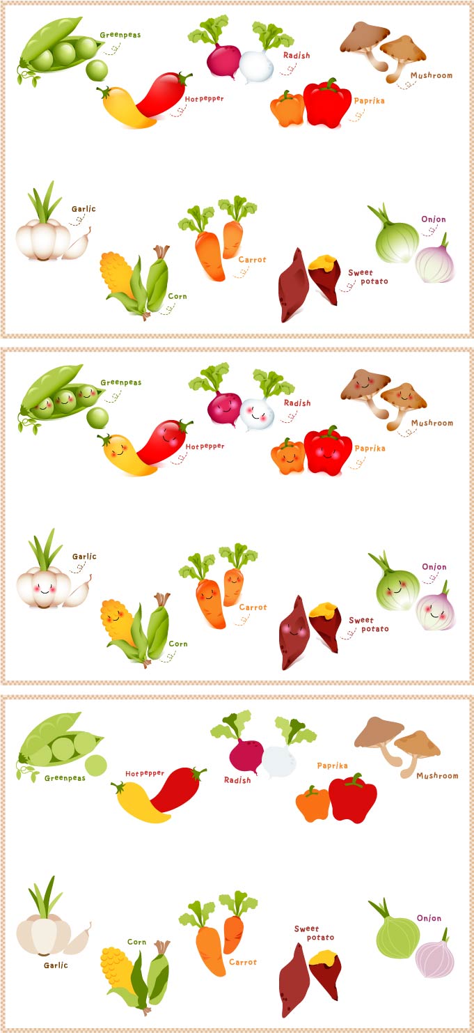 vegetables educational banner templates colorful flat symbols design