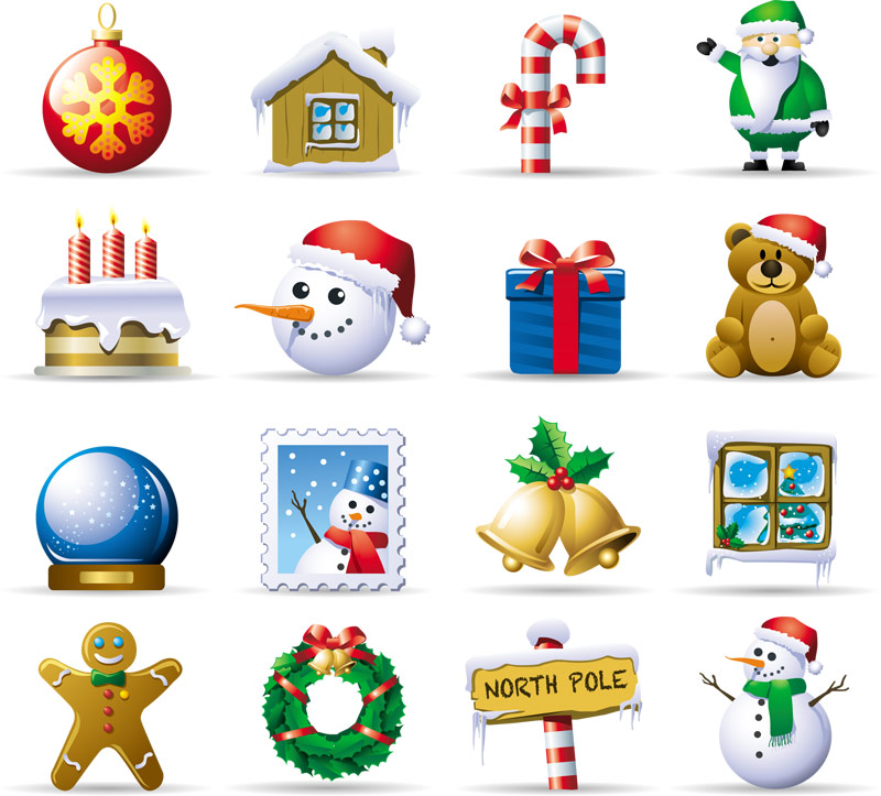 christmas design elements shiny colored modern symbols