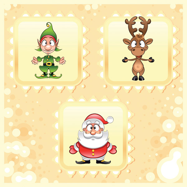 christmas stamp templates cute claus clown reindeer icons