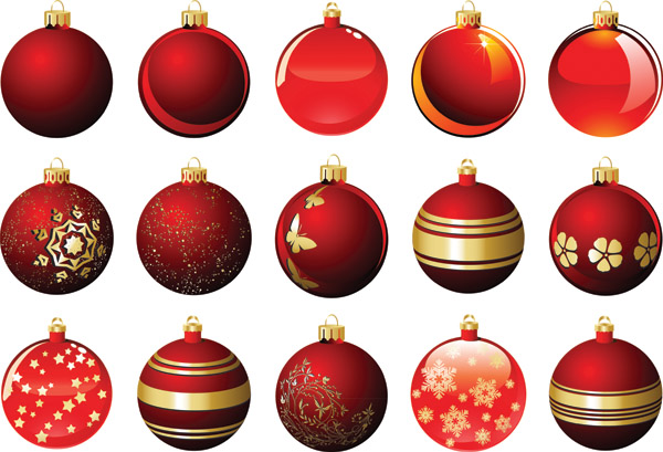 xmas bauble balls icons modern shiny red decor