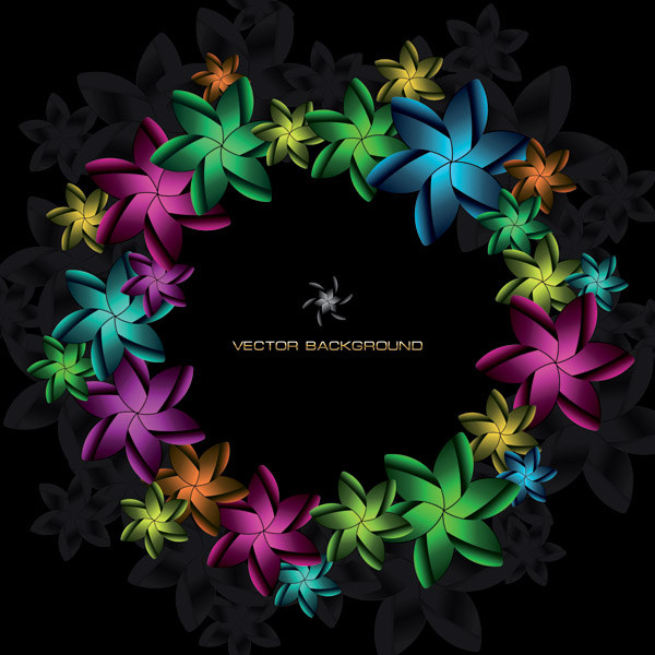 decorative background floral wreath icon dark colorful decor