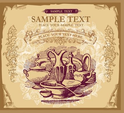 menu cover template utensils icons retro decor