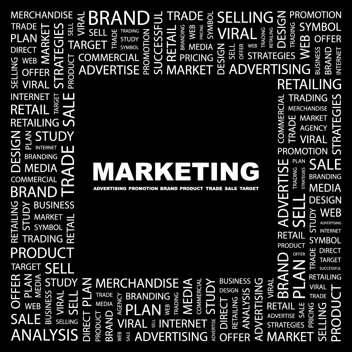 marketing concept background texts layout black white design