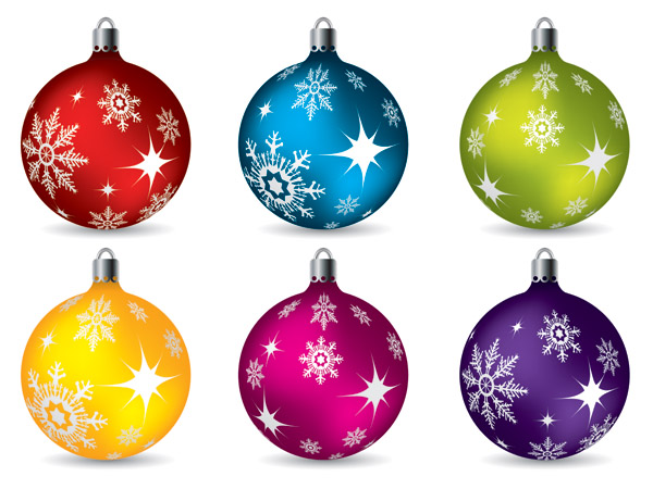 christmas bauble ball icons colorful shiny decor