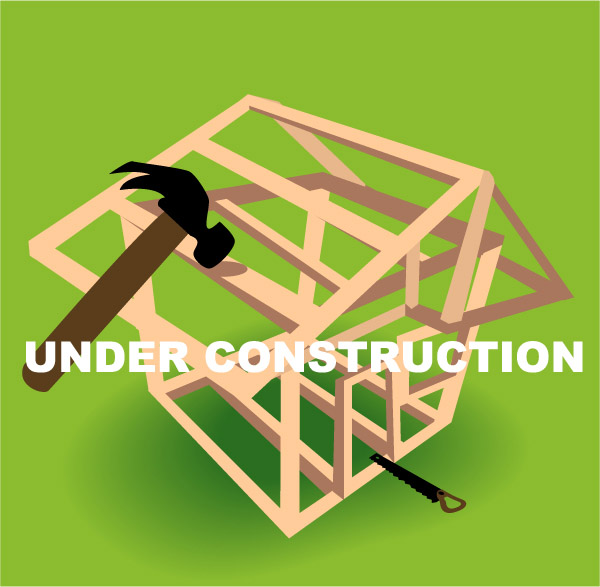 under construction banner hammer house frame 3d decor