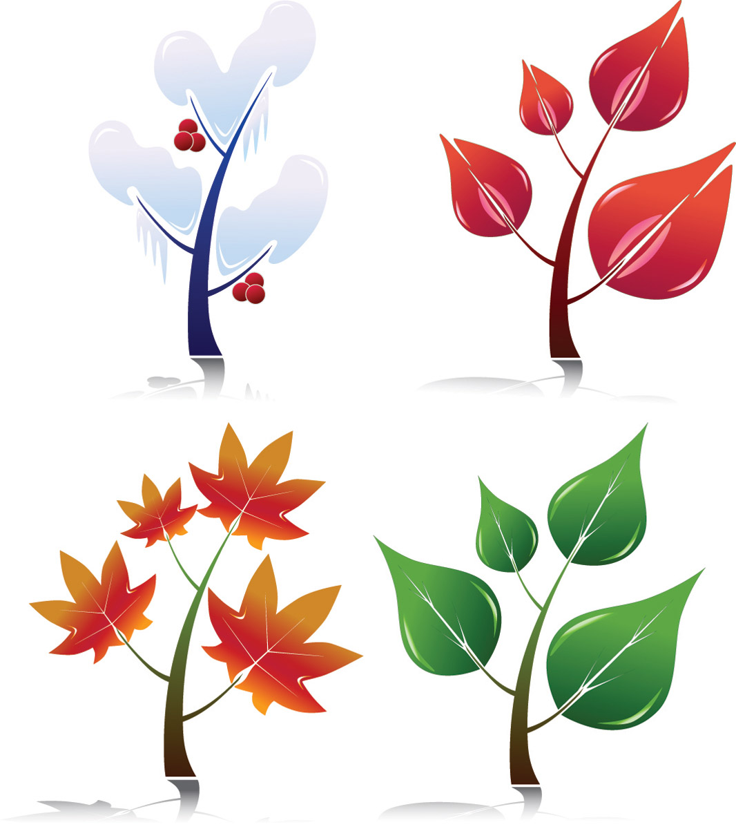 leaf tree icons shiny colored modern sketch