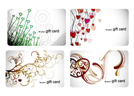 gift card templates colored flora hearts sketch