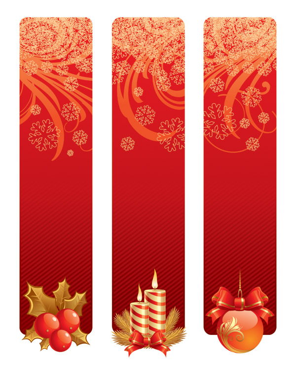 christmas banner templates elegant red decor vertical design