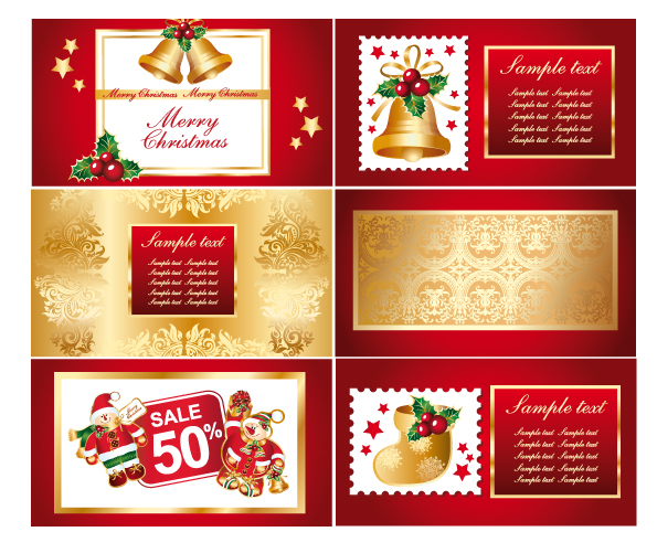 christmas cards templates elegant red golden symbols decor