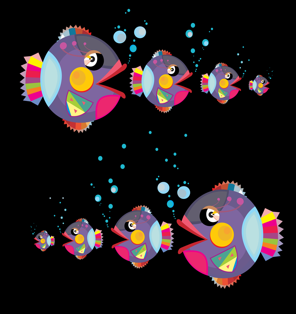 fishes background colorful objects layout funny design