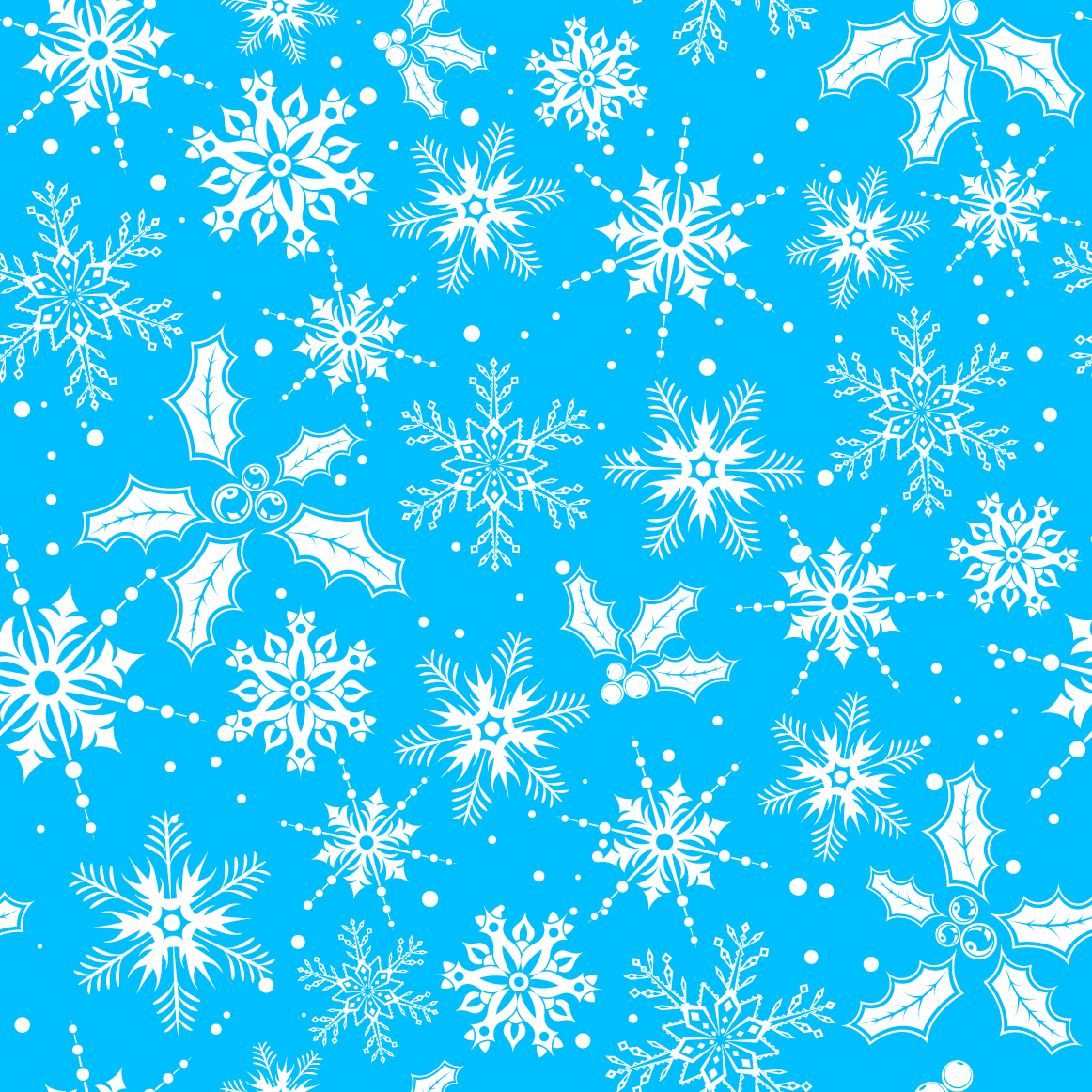 snowflakes background blue white flat repeating decor