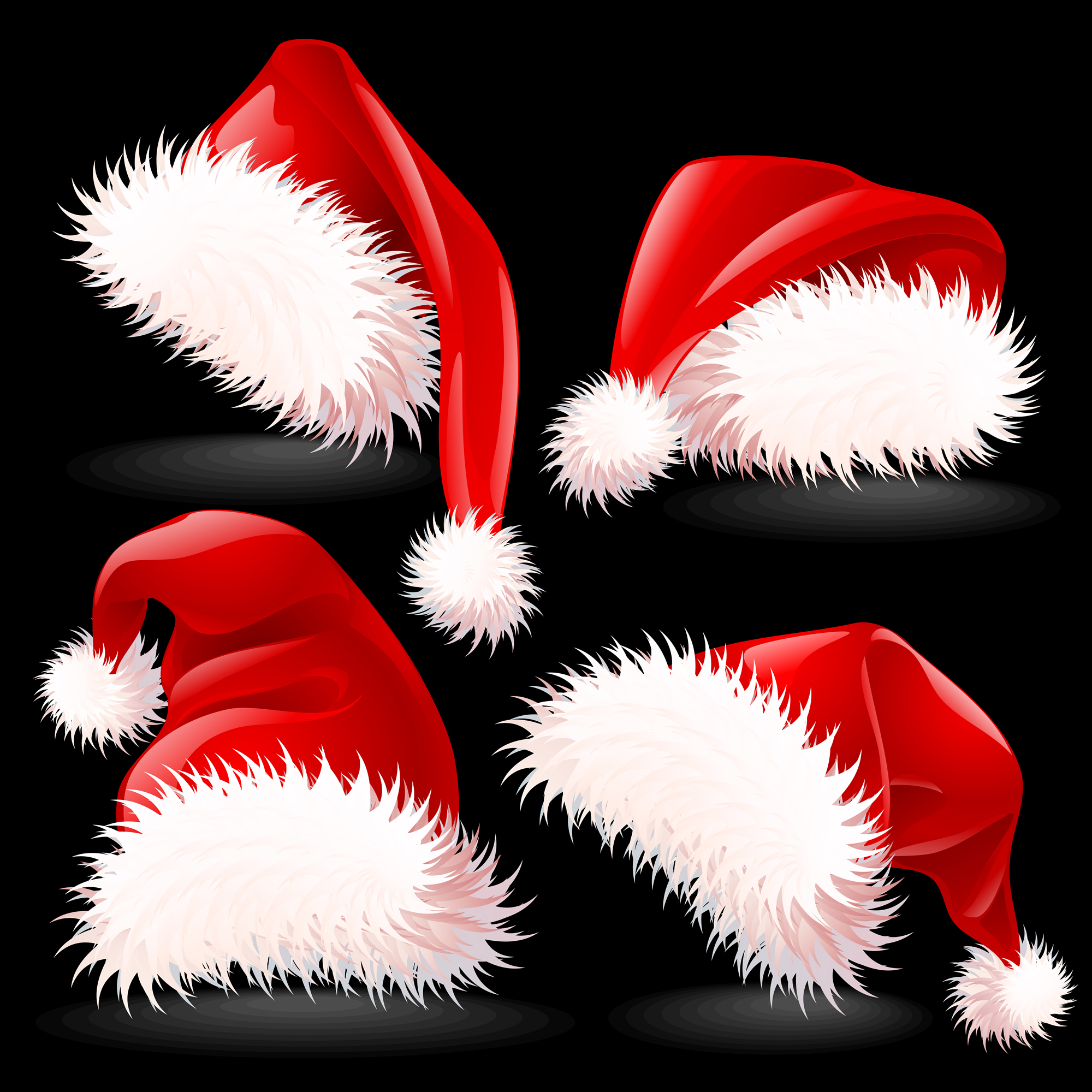 christmas hat icons shiny red white 3d sketch