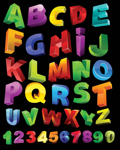 alphabet background colorful 3d shapes decor