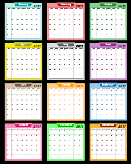 2011 calendar template simple modern plane layout