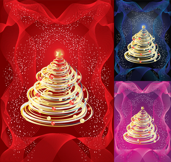 christmas background fir tree icons sparkling dynamic decor