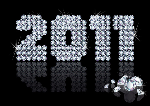 2011 new year template luxury diamond gems decor