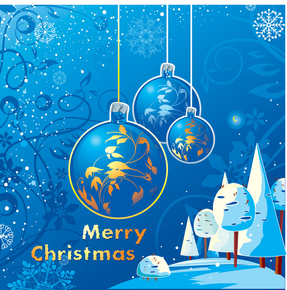 christmas banner classical elegant blue decor