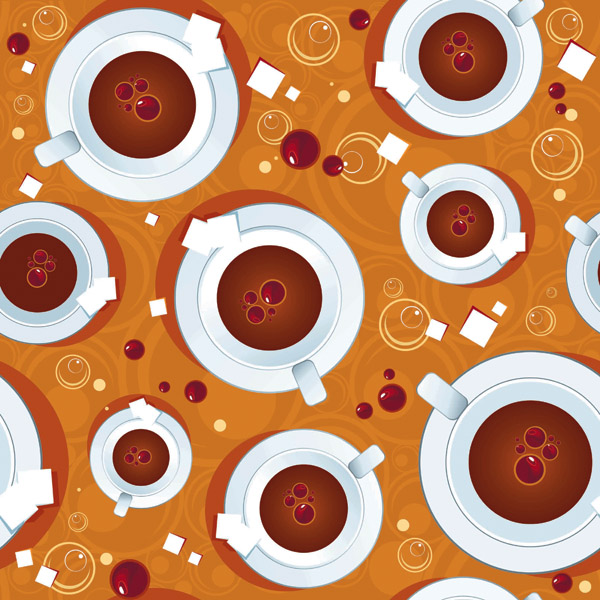 coffee background cup icons colored repeating decor