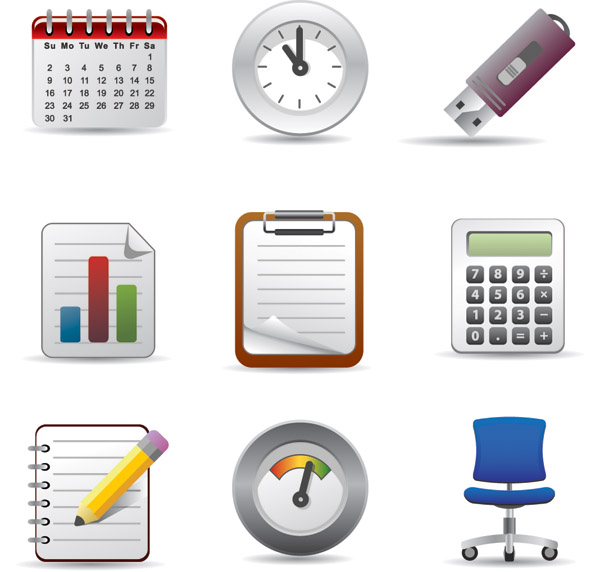 stationery icons shiny colored modern design