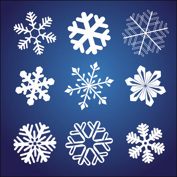 snowflakes background symmetrical shaped icons classical design