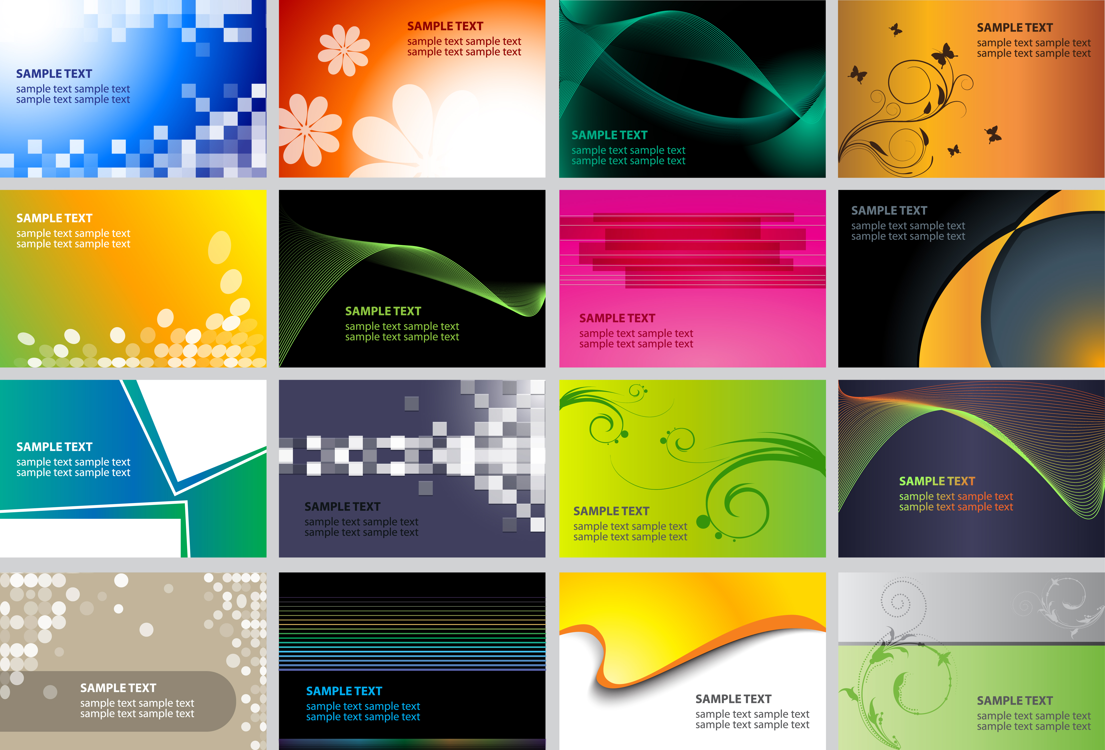 card templates collection abstract bokeh 3d nature themes