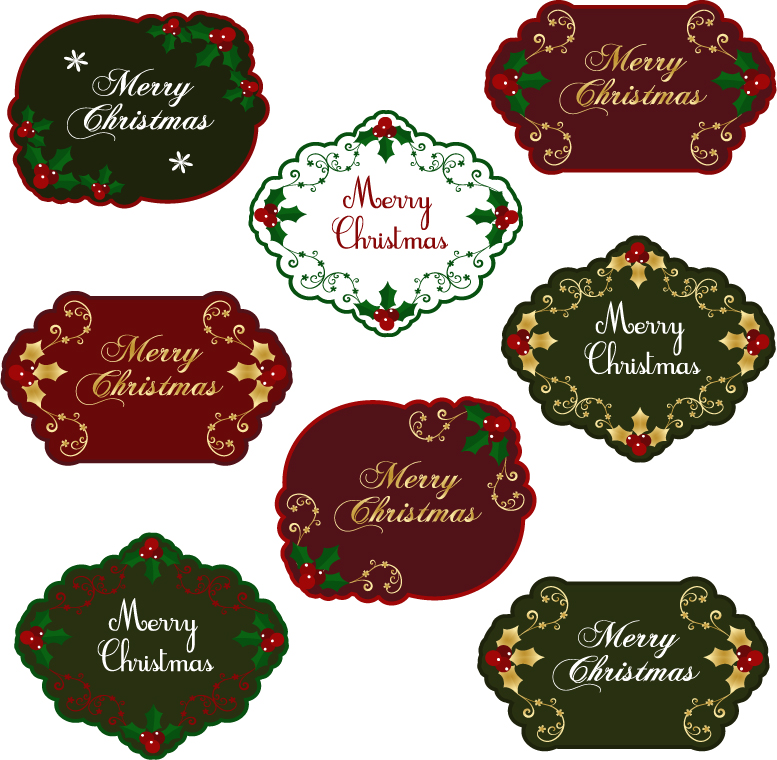 christmas tags templates elegant symmetrical design