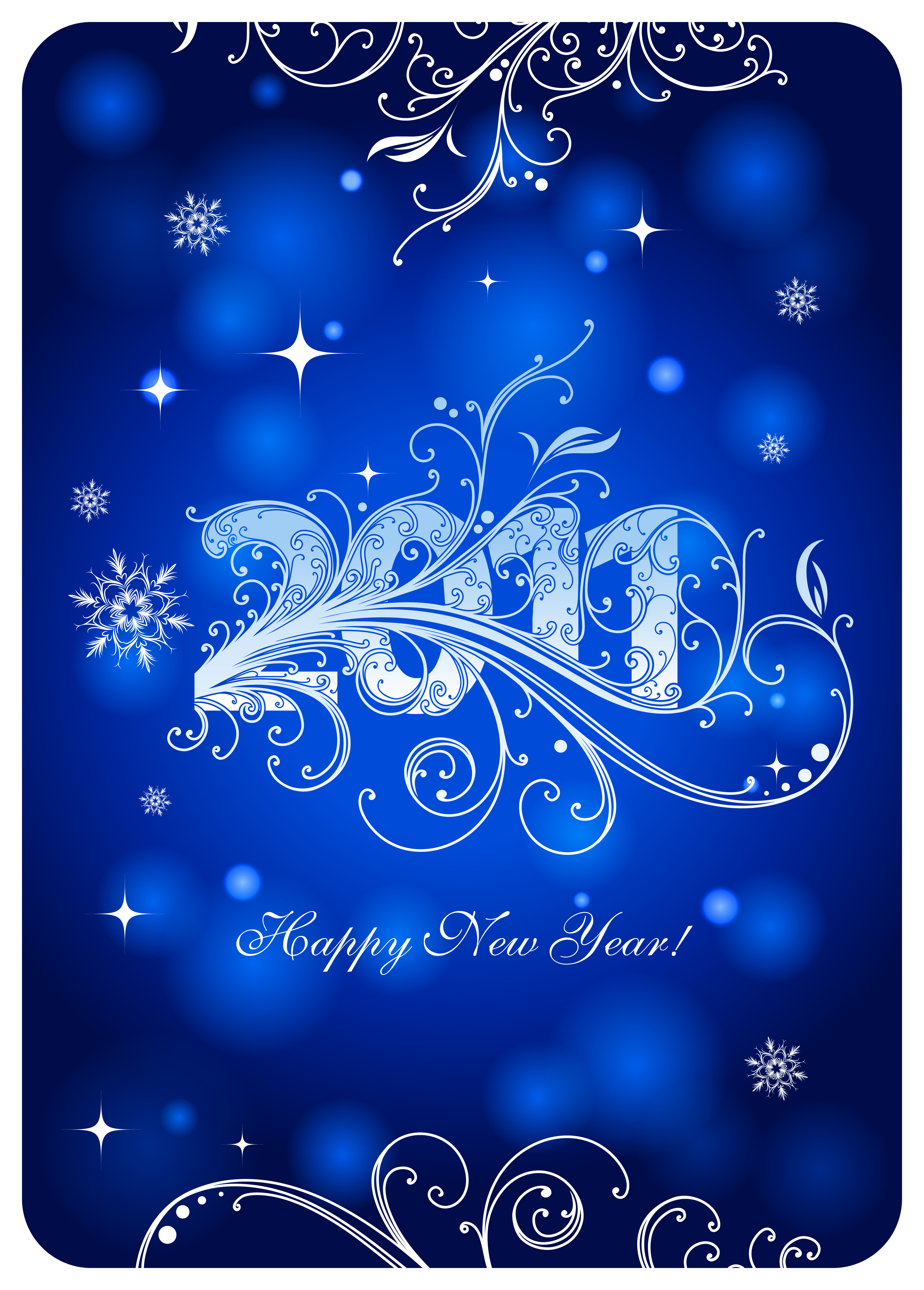 2011 new year banner bokeh blue curves decor