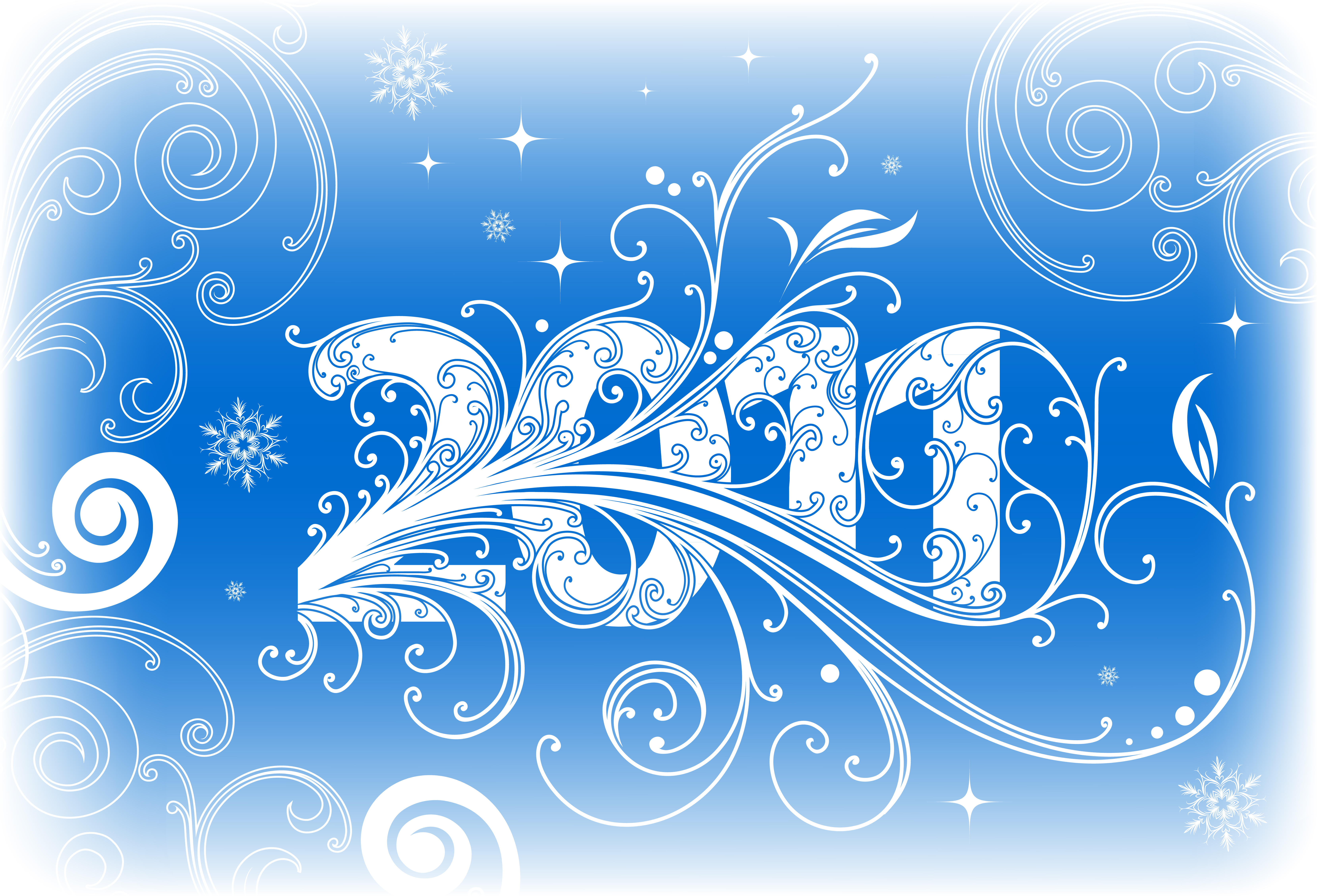 2011 new year background blue white curves sketch