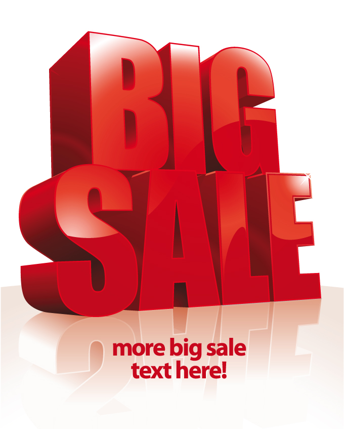 big sale banner 3d red capital texts decor