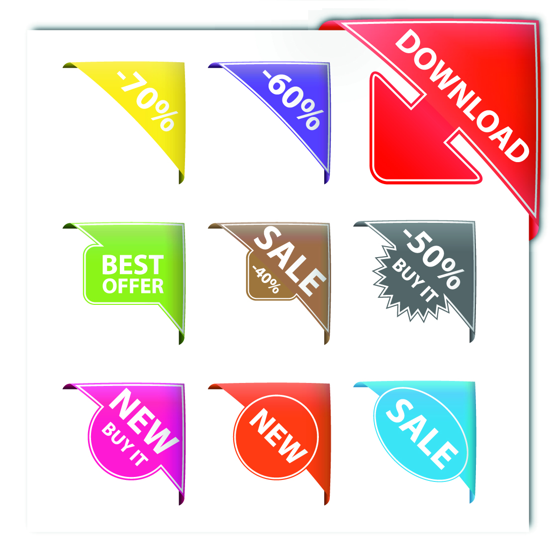 sales badge templates shiny colored modern corner design