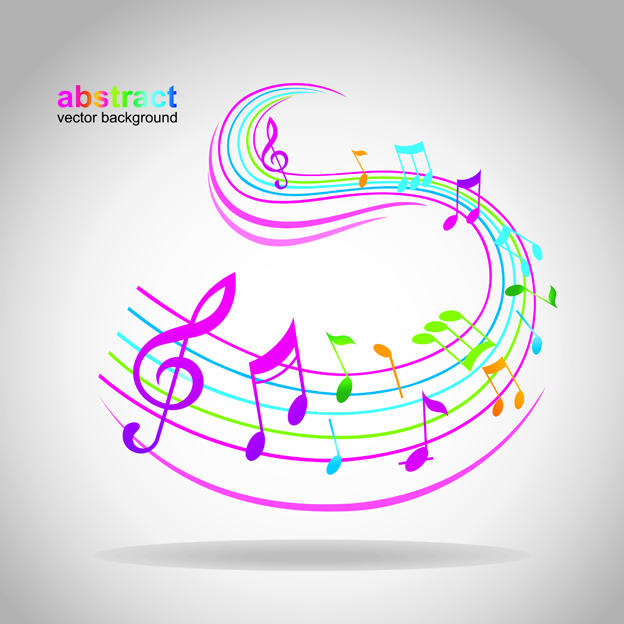 music background colorful dynamic notes decor