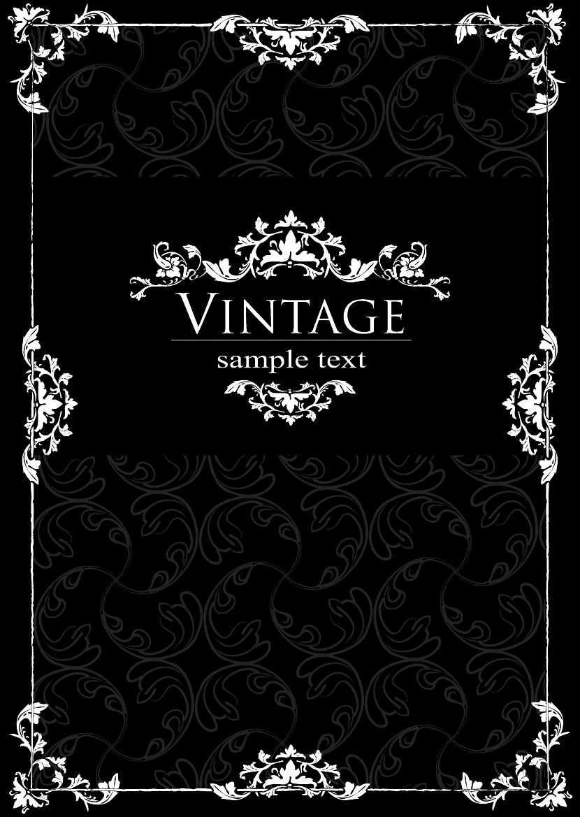 cover template dark vintage symmetrical frame decor