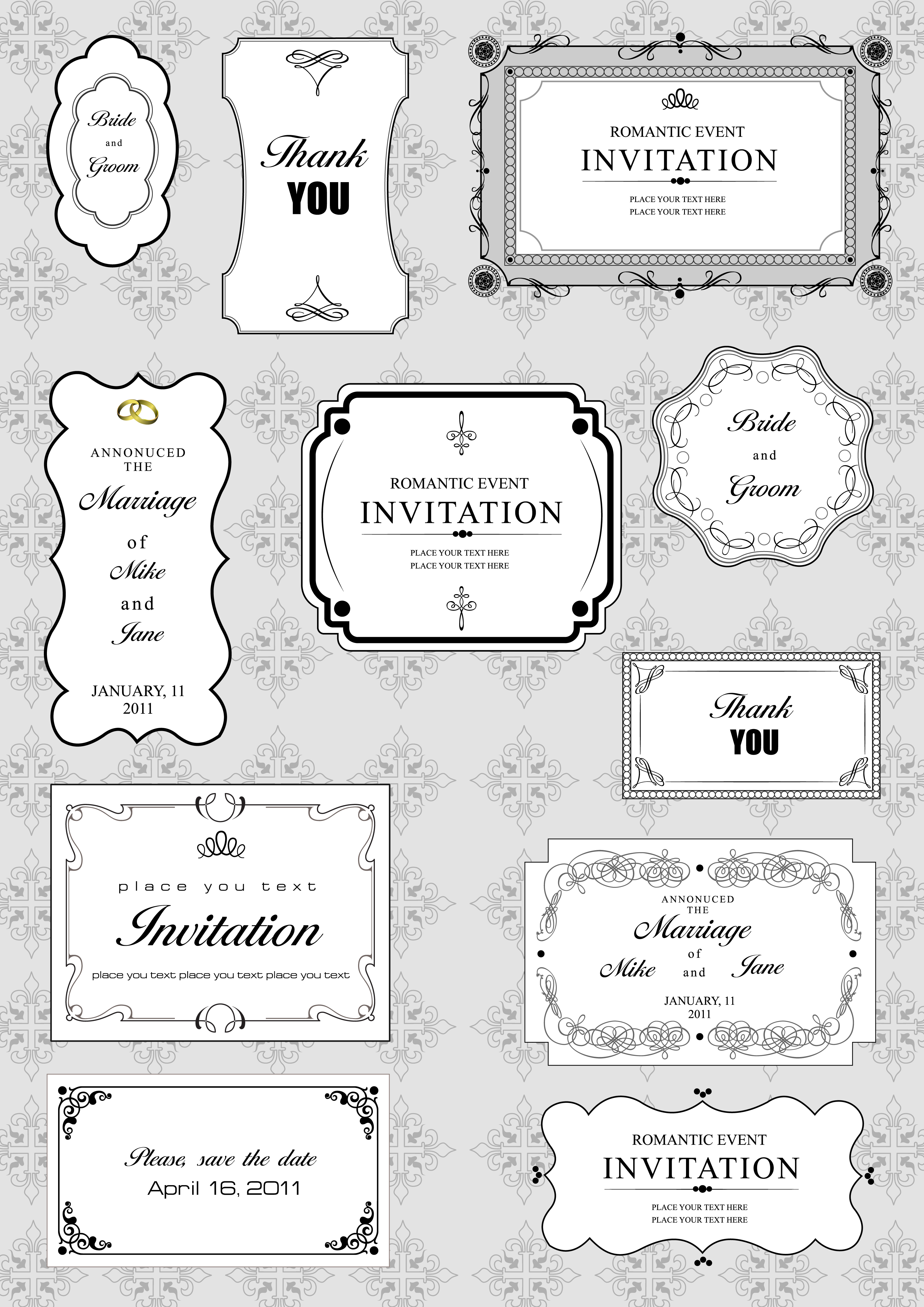 card border templates vintage elegant decor