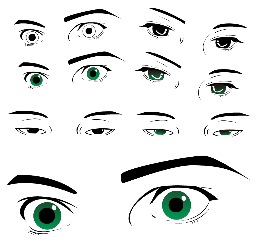 eyes icons black white cartoon sketch