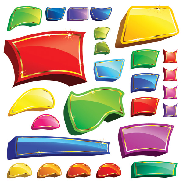 button templates collection modern colorful shiny 3d shapes