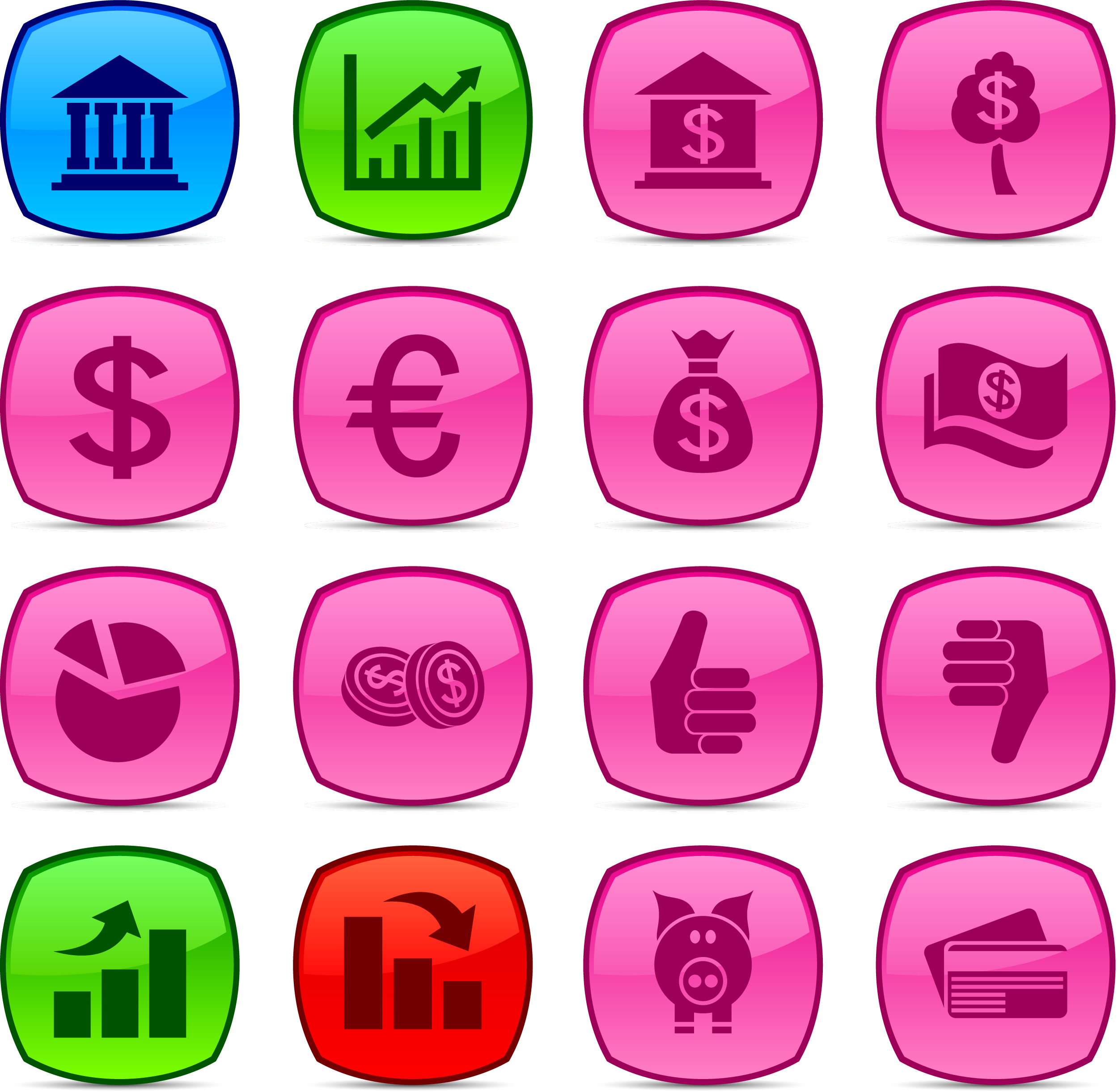 finance icons collection colored flat symbols sketch