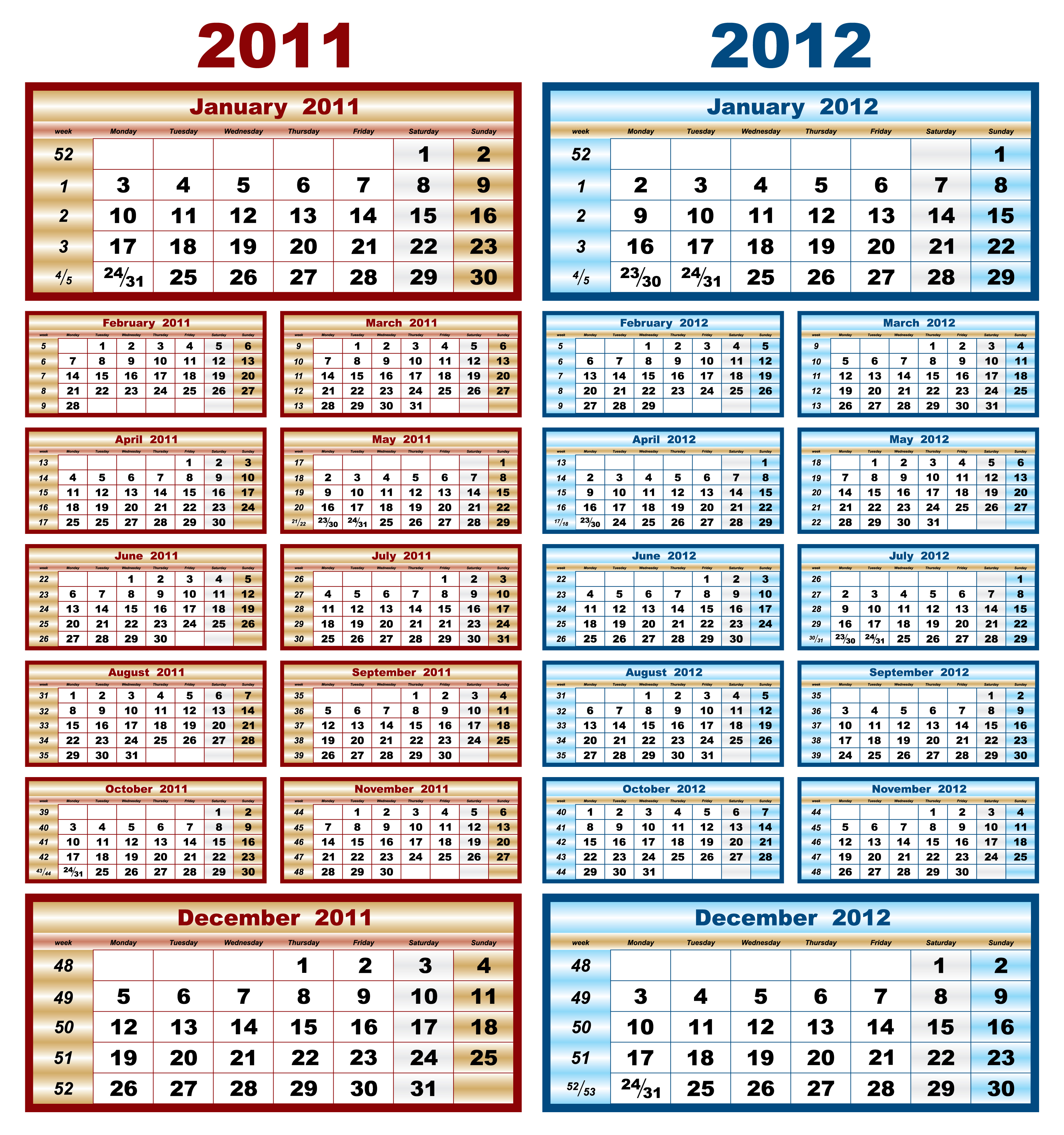 calendar templates colored simple layout