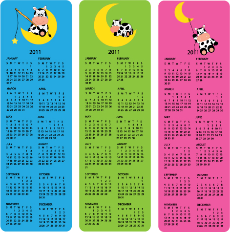 2011 calendar templates cute stylized cow cartoon character