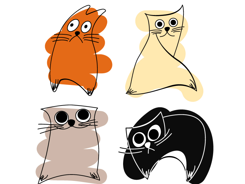 cat characters icons funny handdrawn sketch